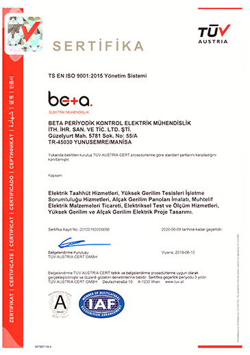 Beta Electrical Engineering Quality Certificates